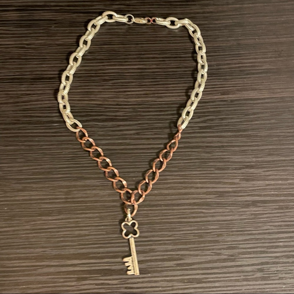 Handmade Key Necklace silver and bronce